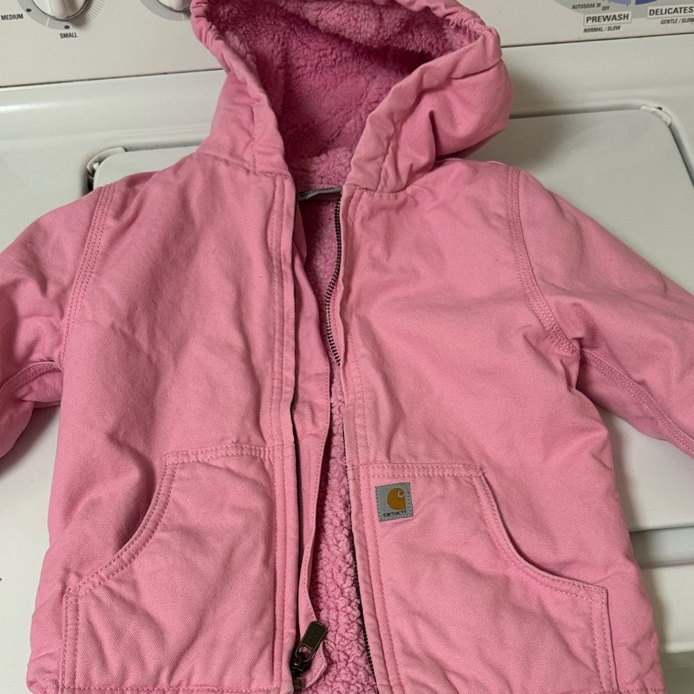 Carhartt Girls Bubblegum Pink Sherpa-Lined Hooded Jacket